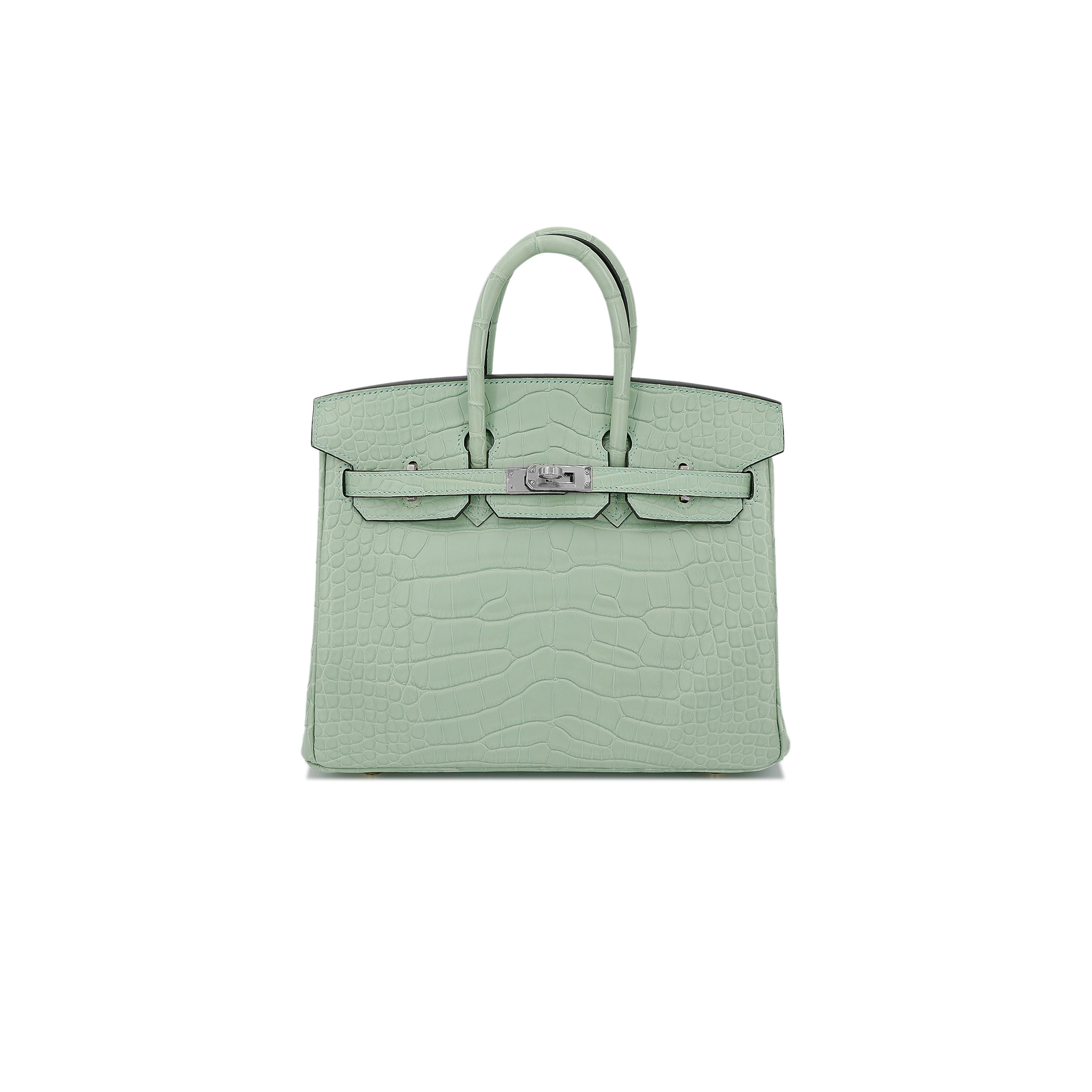 H**mes master birkin 25 mint green alligator matt silver buckle bag 7419337628 (25*20*13cm)